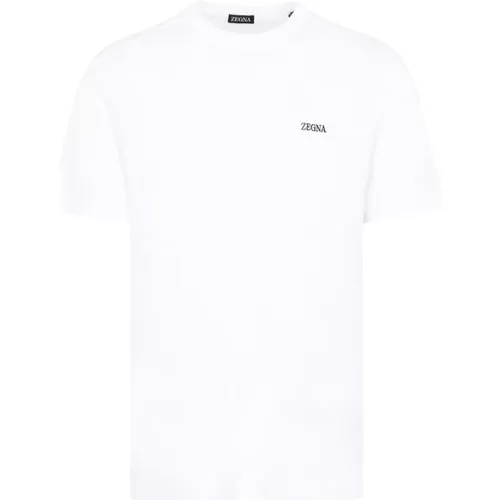 Weißes Logo T-Shirt Rundhalsausschnitt Kurzarm - Ermenegildo Zegna - Modalova