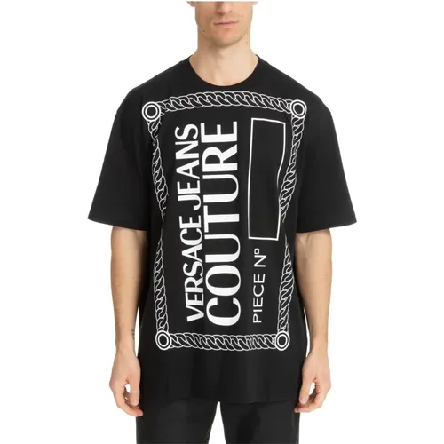 Gemustertes Aquarell T-Shirt mit Logo , Herren, Größe: 2XL - Versace Jeans Couture - Modalova