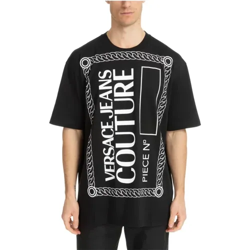 Gemustertes Aquarell T-Shirt mit Logo - Versace Jeans Couture - Modalova