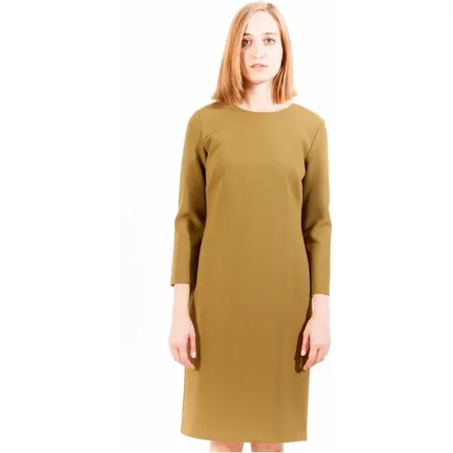 Kurzes Grünes Kleid 3/4 Ärmel Runder Ausschnitt , Damen, Größe: 2XL - Gant - Modalova