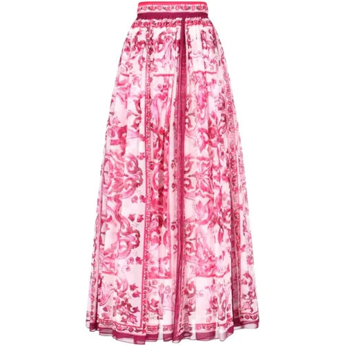 Silk Maxi Skirt for Women , female, Sizes: S - Dolce & Gabbana - Modalova