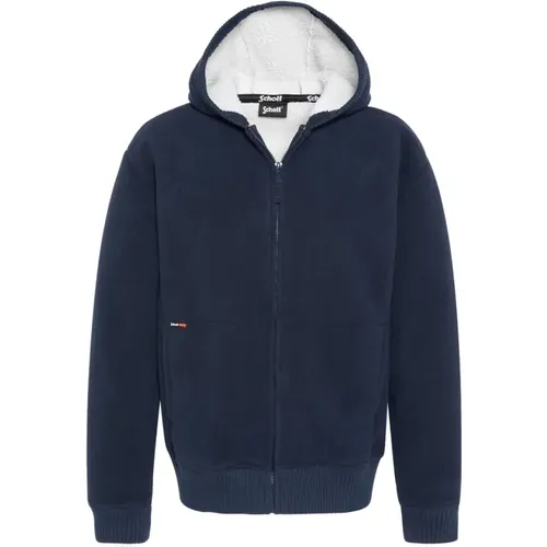 Blaue Kapuzenpullover mit Fleece-Innenfutter , Herren, Größe: 2XL - Schott NYC - Modalova