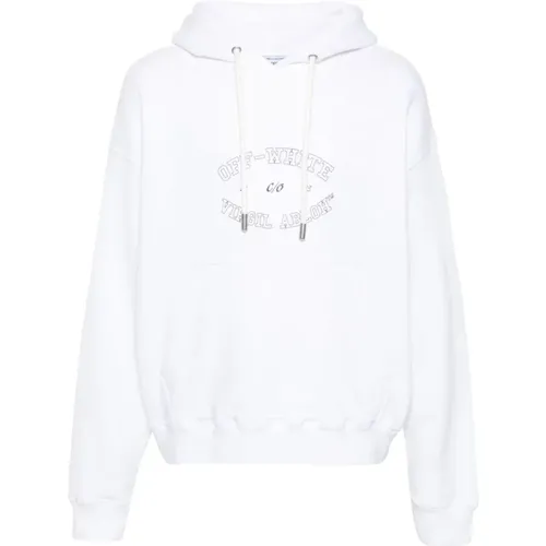 Off , Hoodie with Shared Logo Print , male, Sizes: S, L, M, XL - Off White - Modalova