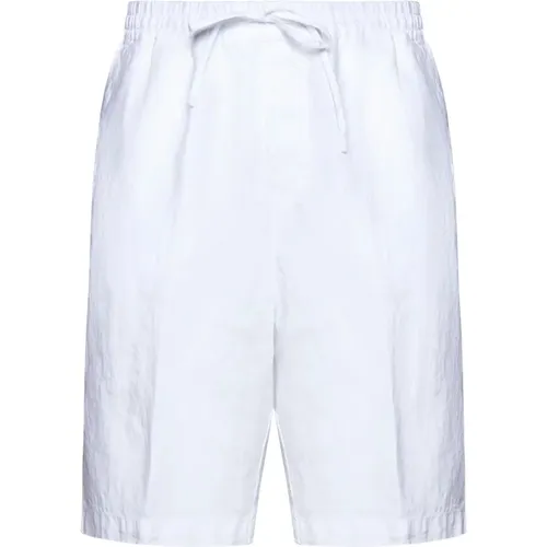 Weiße Leinen Shorts , Herren, Größe: L - 120% lino - Modalova