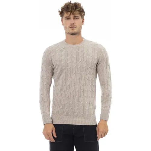 Rundhalsausschnitt Langarm Pullover , Herren, Größe: S - Alpha Studio - Modalova