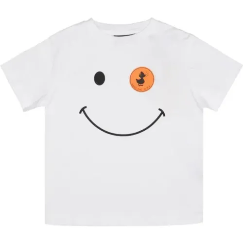 Weißes Kinder T-Shirt mit Smiley-Print - Save The Duck - Modalova