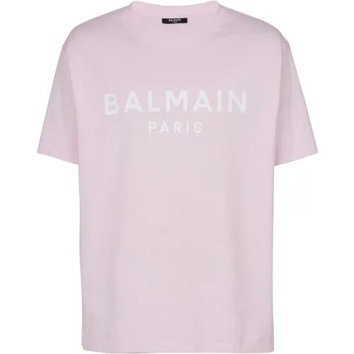 Bedrucktes Paris T-Shirt mit kurzen Ärmeln - Balmain - Modalova