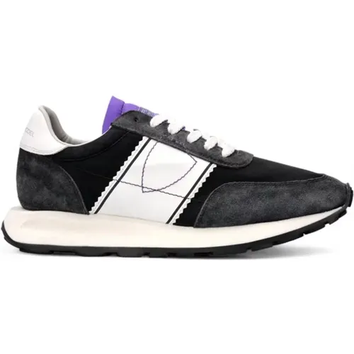 Italienische Ledersneaker mit gesticktem Logo , Damen, Größe: 37 EU - Philippe Model - Modalova