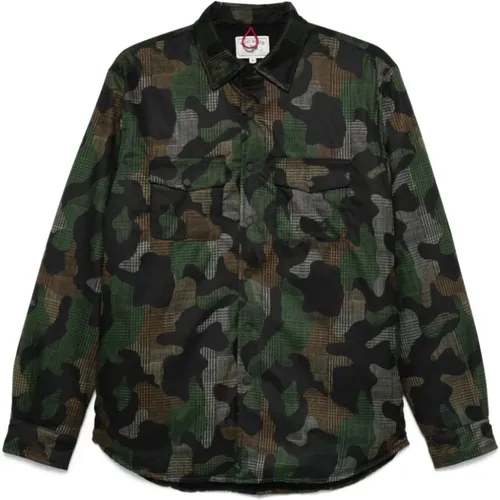 Camouflage Flannel Shirt with Press-Stud Fastening , male, Sizes: L - MC2 Saint Barth - Modalova