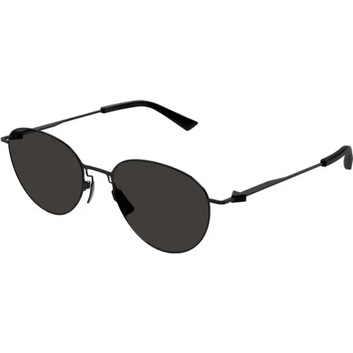 Sonnenbrille BV1268S,Matte Schwarze Sonnenbrille,Goldene Runde/Ovale Sonnenbrille Bv1268S 002 - Bottega Veneta - Modalova