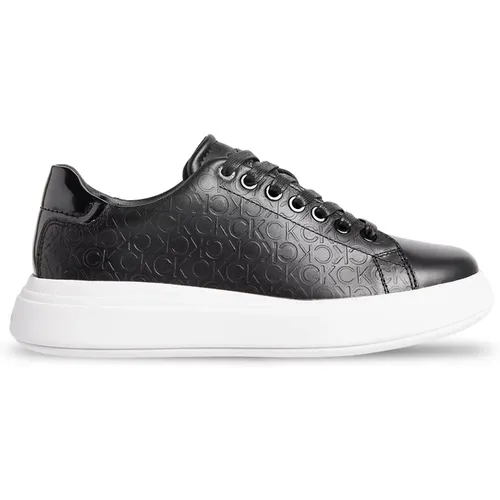 Leather Lace-Up Sneakers , female, Sizes: 4 UK, 6 UK, 5 UK, 7 UK, 8 UK, 3 UK - Calvin Klein - Modalova