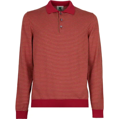 Rotes Windsor Streifen Polo Shirt , Herren, Größe: S - Gallo - Modalova