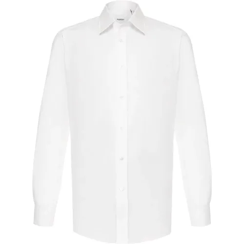 Weißes Baumwollhemd mit Logo-Detail - Burberry - Modalova