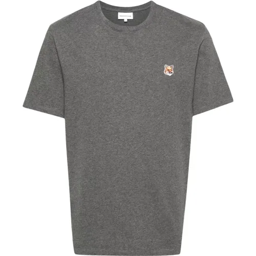 Fox Head Patch Grey T-Shirt , male, Sizes: S, L, M - Maison Kitsuné - Modalova