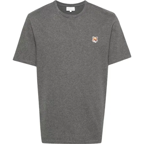 Fox Head Patch Grey T-Shirt , male, Sizes: XL, L, M - Maison Kitsuné - Modalova