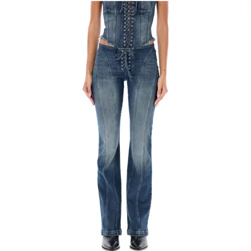 Blaue Flare Leg Spitzenjeans , Damen, Größe: W26 - MISBHV - Modalova