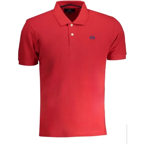 Rotes Baumwoll-Poloshirt mit Stickerei , Herren, Größe: S - LA MARTINA - Modalova