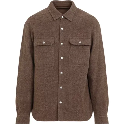 Luxurious Grey Wool Shirt Aw24 , male, Sizes: XL, M - Rick Owens - Modalova