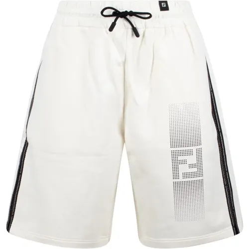 Cotton Bermuda Shorts with FF Print , male, Sizes: M - Fendi - Modalova