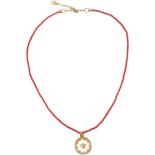 Medusa Charme Rote Perlenkette - Versace - Modalova