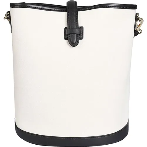 Ivory Fabric Bucket Shoulder Bag with Leather Details , female, Sizes: ONE SIZE - Max Mara Weekend - Modalova