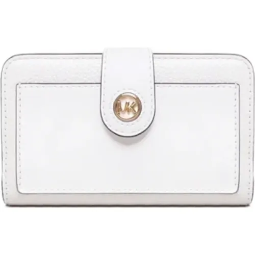 Weiße Lederbrieftasche mit Druckknopf , Herren, Größe: ONE Size - Michael Kors - Modalova