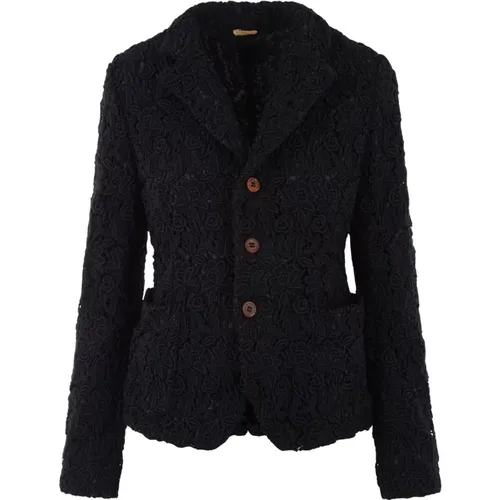 Floral Lace Single-Breasted Jacket , female, Sizes: M - Comme des Garçons - Modalova