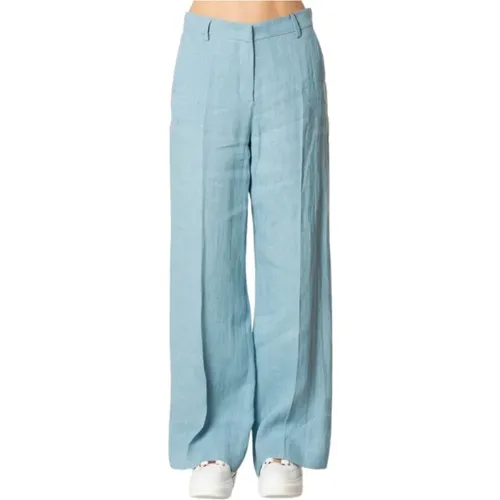 Leinen Palazzo Hose Aqua Kurz Knöchel - Max Mara Weekend - Modalova