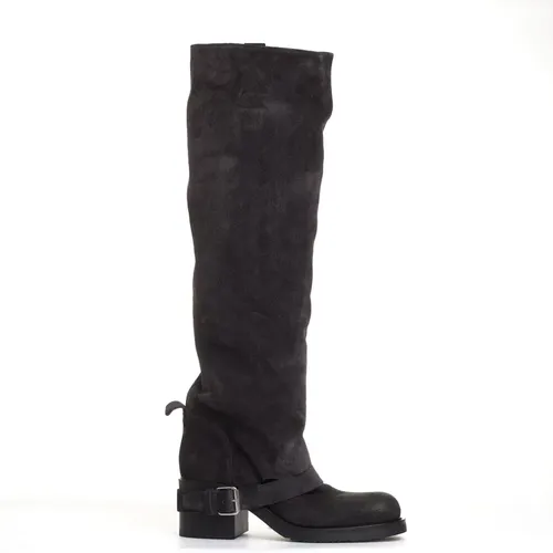 Antracite Suede Biker Boots , female, Sizes: 7 UK, 5 UK, 6 UK, 5 1/2 UK, 3 UK, 4 UK - Elena Iachi - Modalova