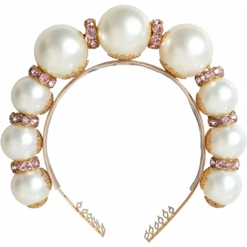 Weißes Kristallverziertes Haarband Diadem - Dolce & Gabbana - Modalova
