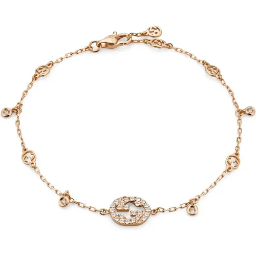Kt Pink Gold and Diamond Bracelet , female, Sizes: ONE SIZE - Gucci - Modalova