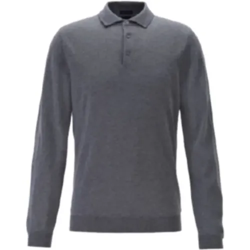 Black Long Sleeve Wool Polo , male, Sizes: XL, S, M - Hugo Boss - Modalova