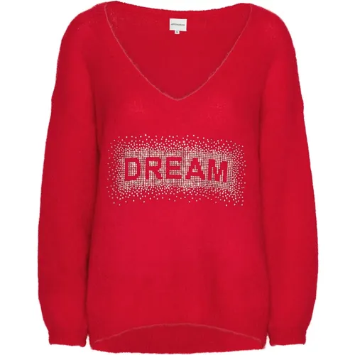 Kristall Traum V-Ausschnitt Pullover in Rot - American Dreams - Modalova