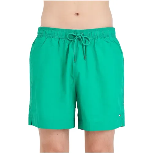 Grüne Beachwear-Shorts mit Flaggen-Detail , Herren, Größe: M - Tommy Hilfiger - Modalova