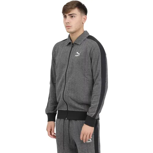 Schwarzer Zip T7 Pullover , Herren, Größe: XL - Puma - Modalova