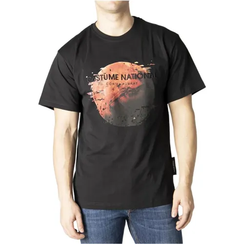 Schwarzes Print T-Shirt für Männer , Herren, Größe: L - Costume National - Modalova