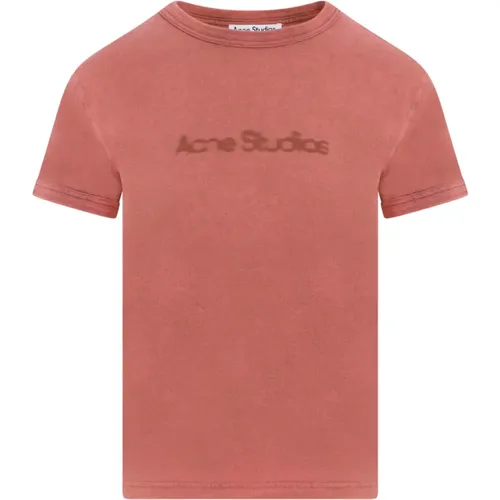 Rust Logoed Cotton T-Shirt , female, Sizes: S - Acne Studios - Modalova