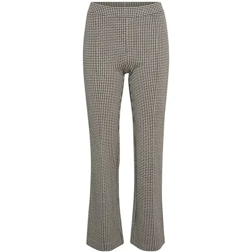 Black Houndstooth Straight-Leg Trousers , female, Sizes: XS, L, S - Part Two - Modalova