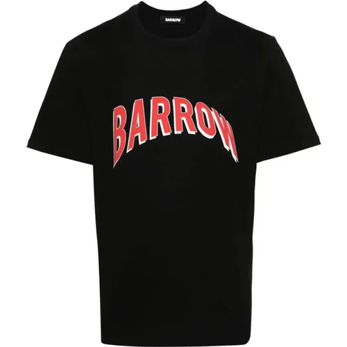 Cotton T-shirt with Logo Print , male, Sizes: XS, M, XL, L - Barrow - Modalova