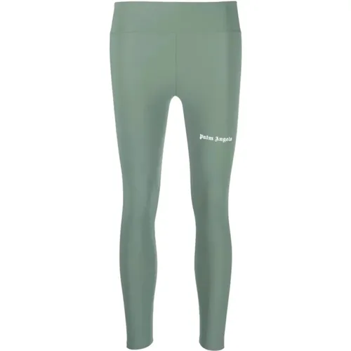 Grüne Leggings mit Seitenstreifen , Damen, Größe: S - Palm Angels - Modalova