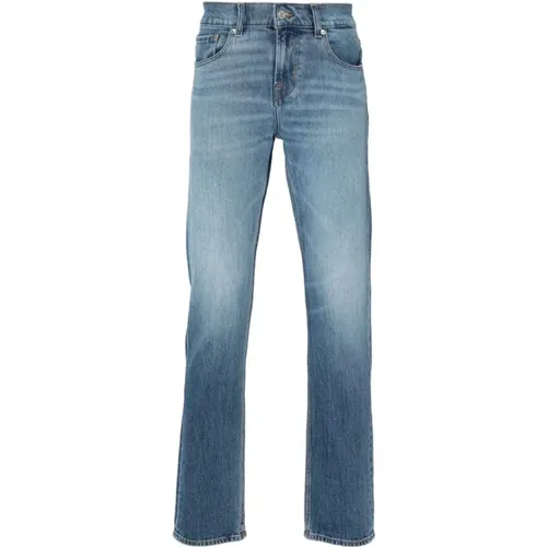 Hellblaue Slim Fit Denim Jeans , Herren, Größe: W34 - 7 For All Mankind - Modalova