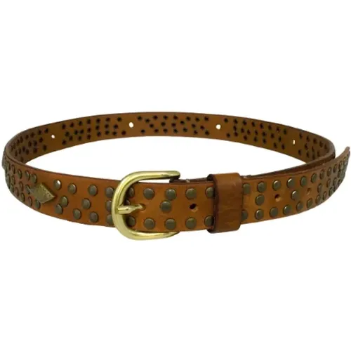 Leather Belt with Brass-tone Studs and Gold-tone Buckle , female, Sizes: ONE SIZE - Isabel Marant Pre-owned - Modalova