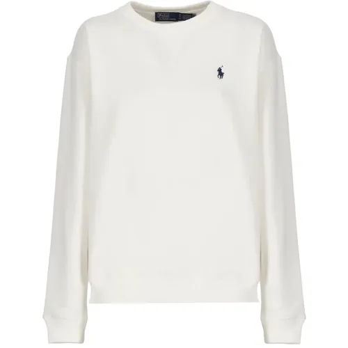 Weiße Baumwoll-Crew-Neck-Sweatshirt , Damen, Größe: M - Ralph Lauren - Modalova