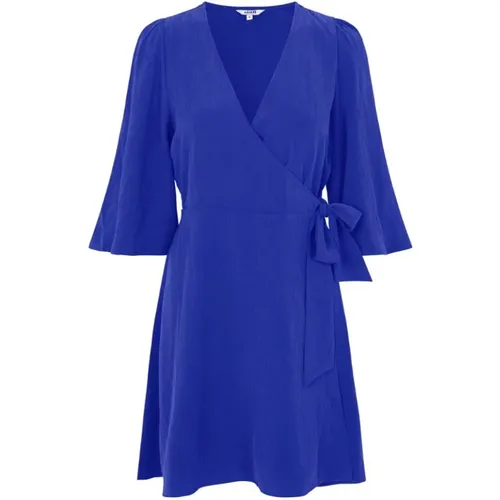 Blaues Midi-Wrap-Kleid Melika , Damen, Größe: S - MbyM - Modalova