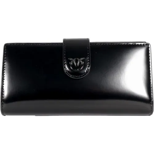 Elegant Glossy Leather Horizontal Wallet , unisex, Sizes: ONE SIZE - pinko - Modalova