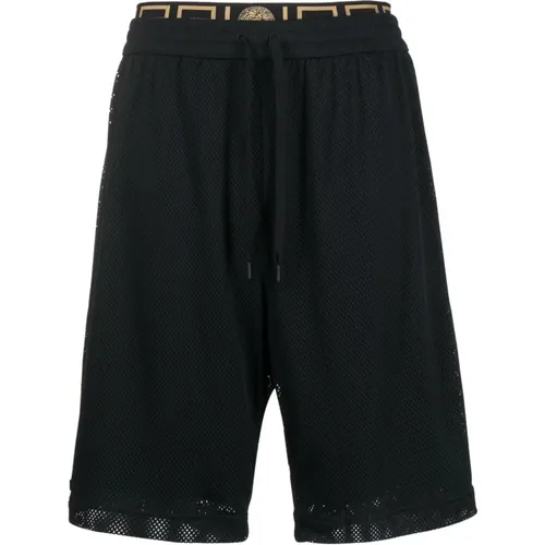 Mesh Shorts with Medusa Waistband , male, Sizes: S - Versace - Modalova