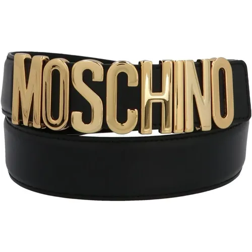 Golden Metal Logo Belt , male, Sizes: L, XL - Moschino - Modalova