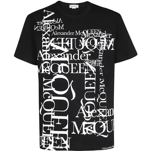 Maxi Print Baumwoll Crew-Neck T-Shirt - alexander mcqueen - Modalova