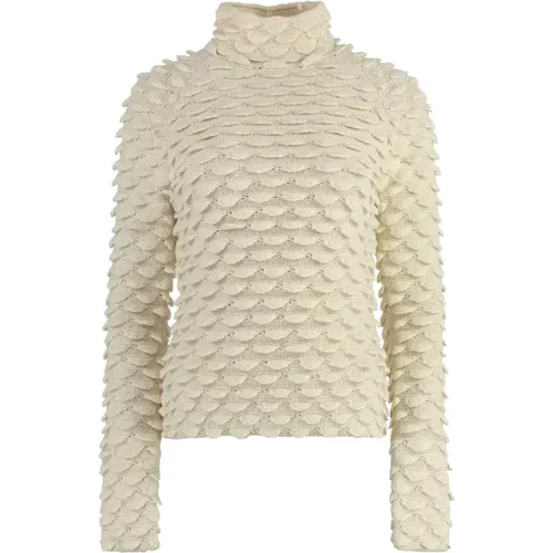 Woll Rollkragenpullover mit Fischschuppenmuster - Bottega Veneta - Modalova