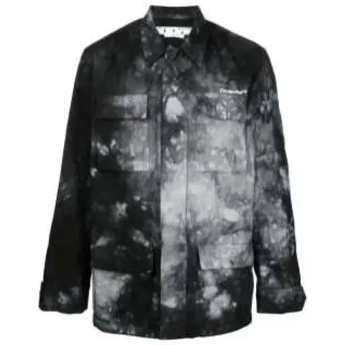 Distressed Bleach Shirt-Jacket , male, Sizes: M - Off White - Modalova